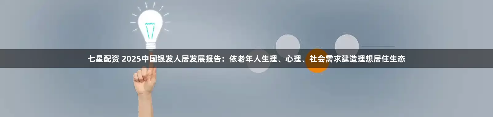 七星配资 2025中国银发人居发展报告：依老年人生理、心理、社会需求建造理想居住生态